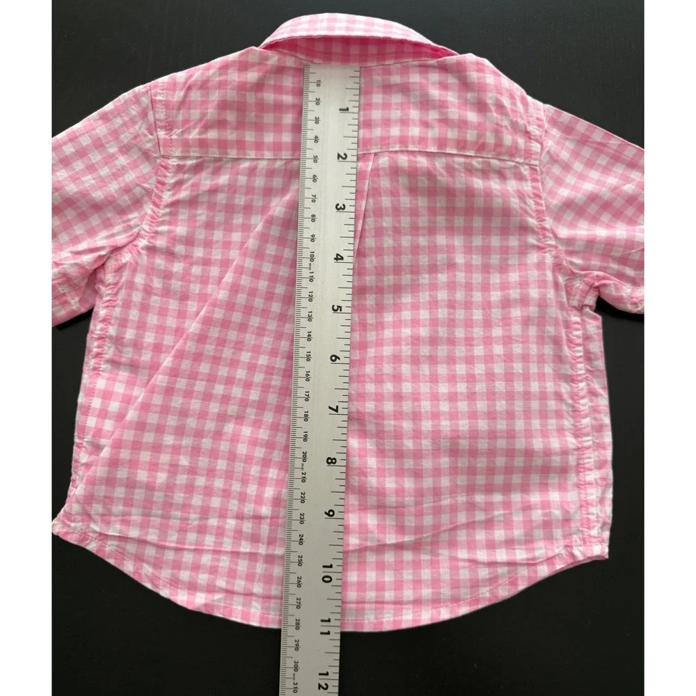Ralph Lauren Baby Gingham Poplin Shirt Size  3 Months Pink Cotton‎ Button Down